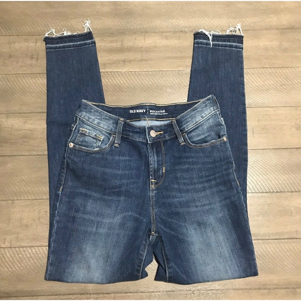 Old Navy Rockstar high‎ rise distressed skinny jeans Sz 2 - Picture 3 of 7